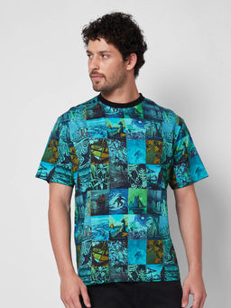 Spykar - Round Neck Half Sleeves Blue T-Shirt for Men