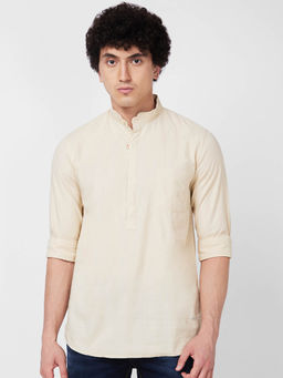 Spykar - Beige Stripes Full Sleeve Shirt for Men