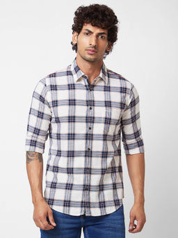 Spykar - Blue Checked Full Sleeve Shirt for Men