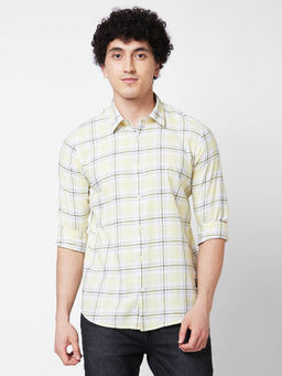 Spykar - Yellow Checked Full Sleeve Shirt for Men
