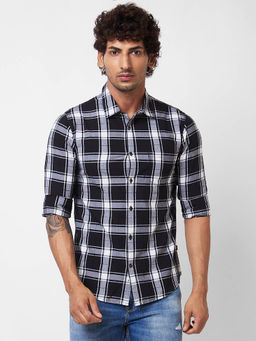 Spykar - Black Checked Full Sleeve Shirt for Men