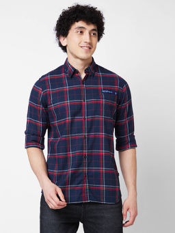 Spykar - Blue Checked Full Sleeve Shirt for Men
