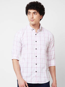 Spykar - Pink Checked Full Sleeve Shirt for Men