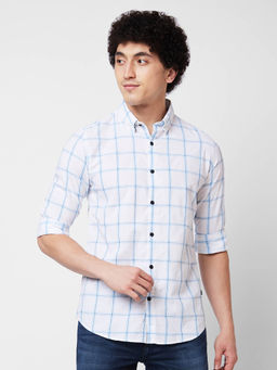 Spykar - Blue Checked Full Sleeve Shirt for Men