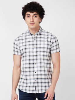 Spykar - Green Checked Half Sleeve Shirt for Men