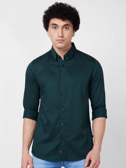 Spykar - Green Printed Full Sleeve Shirt for Men