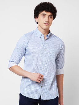 Spykar - Blue Printed Full Sleeve Shirt for Men