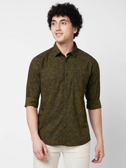 Spykar - Green Printed Full Sleeve Shirt for Men