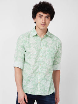 Spykar - Green Printed Full Sleeve Shirt for Men
