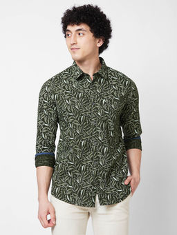 Spykar - Green Printed Full Sleeve Shirt for Men