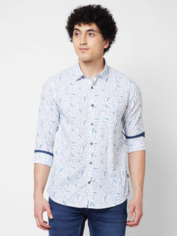 Spykar - White Printed Full Sleeve Shirt for Men