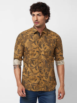 Spykar - Khaki Printed Full Sleeve Shirt for Men