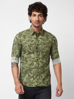 Spykar - Green Printed Full Sleeve Shirt for Men