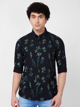 Spykar - Black Printed Full Sleeve Shirt for Men