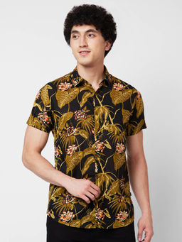 Spykar - Khaki Printed Half Sleeve Shirt for Men