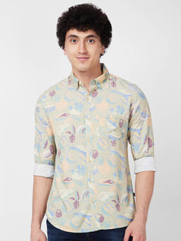 Spykar - Green Printed Full Sleeve Shirt for Men