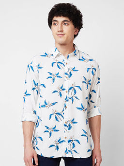 Spykar - White Printed Full Sleeve Shirt for Men