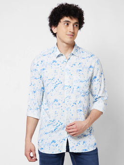 Spykar - White Printed Full Sleeve Shirt for Men