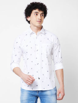 Spykar - White Printed Full Sleeve Shirt for Men