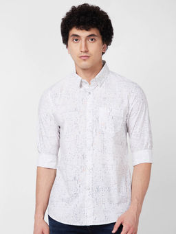 Spykar - White Printed Full Sleeve Shirt for Men