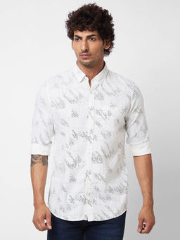 Spykar - White Printed Full Sleeve Shirt for Men