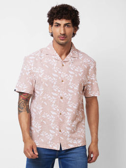 Spykar - Pink Printed Half Sleeve Shirt for Men