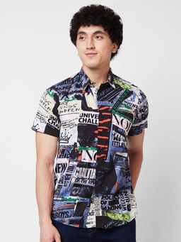 Spykar - Multicolor Printed Half Sleeve Shirt for Men