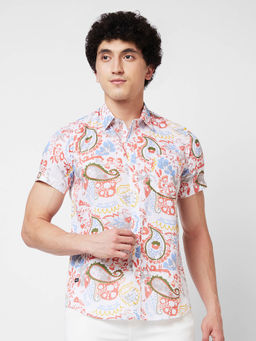 Spykar - Pink Printed Half Sleeve Shirt for Men
