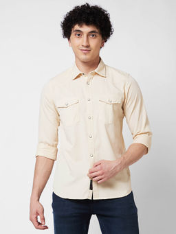 Spykar - Beige Solid Full Sleeve Shirt for Men