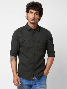 Spykar - Green Solid Full Sleeve Shirt for Men