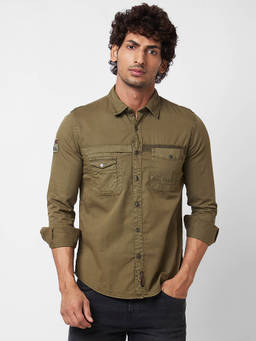Spykar - Green Printed Full Sleeve Shirt for Men