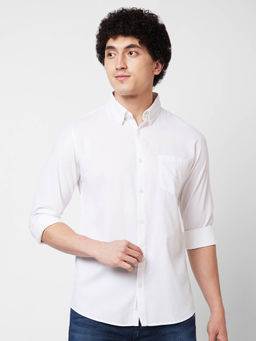 Spykar - White Solid Full Sleeve Shirt for Men