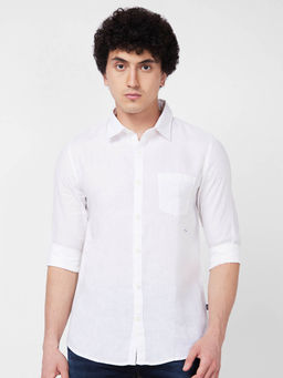 Spykar - White Solid Full Sleeve Shirt for Men