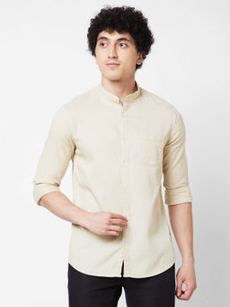 Spykar - Beige Solid Full Sleeve Shirt for Men