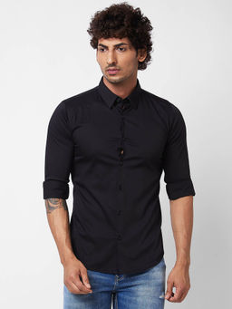 Spykar - Black Solid Full Sleeve Shirt for Men