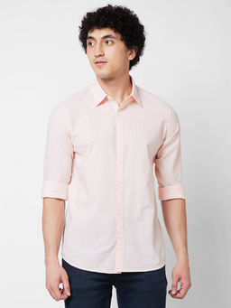 Spykar - Peach Solid Full Sleeve Shirt for Men