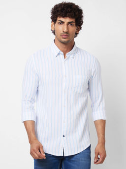 Spykar - Blue Striped Full Sleeve Shirt for Men