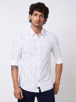 Spykar - White Striped Full Sleeve Shirt for Men