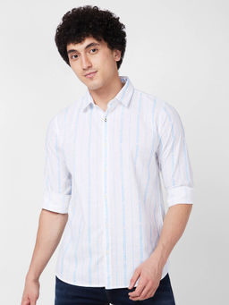 Spykar - Blue Striped Full Sleeve Shirt for Men