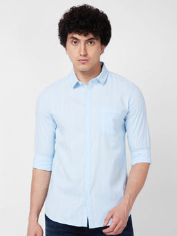 Spykar - Blue Striped Full Sleeve Shirt for Men