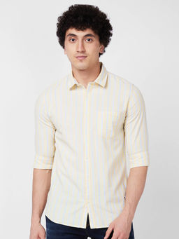 Spykar - Yellow Striped Full Sleeve Shirt for Men