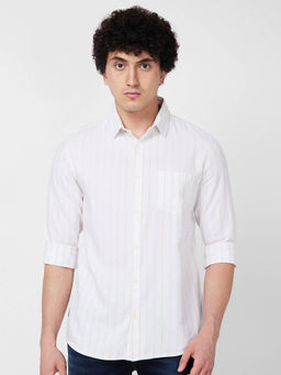 Spykar - White Striped Full Sleeve Shirt for Men