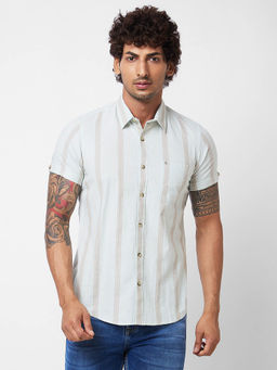 Spykar - Green Printed Half Sleeve Shirt for Men