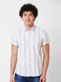Spykar - White Printed Half Sleeve Shirt for Men