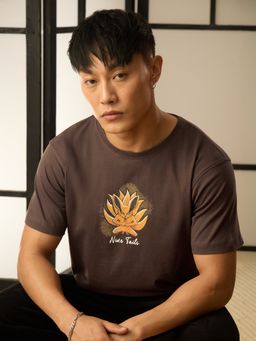 The Souled Store - Men Brown Graphic Oversized T-Shirt