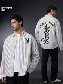 The Souled Store - Men White Embroidered Relaxed Shirt