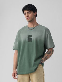 The Souled Store - Men Green Typography Oversized T-Shirt