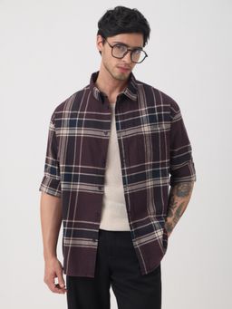The Souled Store - Men Purple Checks Relaxed Shirt