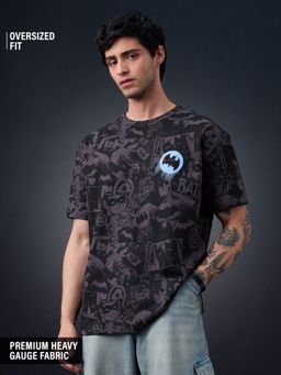 The Souled Store - Men Black Printed Oversized T-Shirt