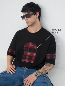 The Souled Store - Men Black Graphic Oversized T-Shirt